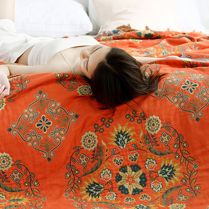 Reversible Floral Cotton Quilt for Bed and Sofa Use