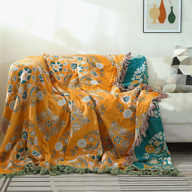 Reversible Floral Cotton Quilt for Bed and Sofa Use