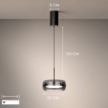 Glass drum pendant light with remote-adjustable color temperature