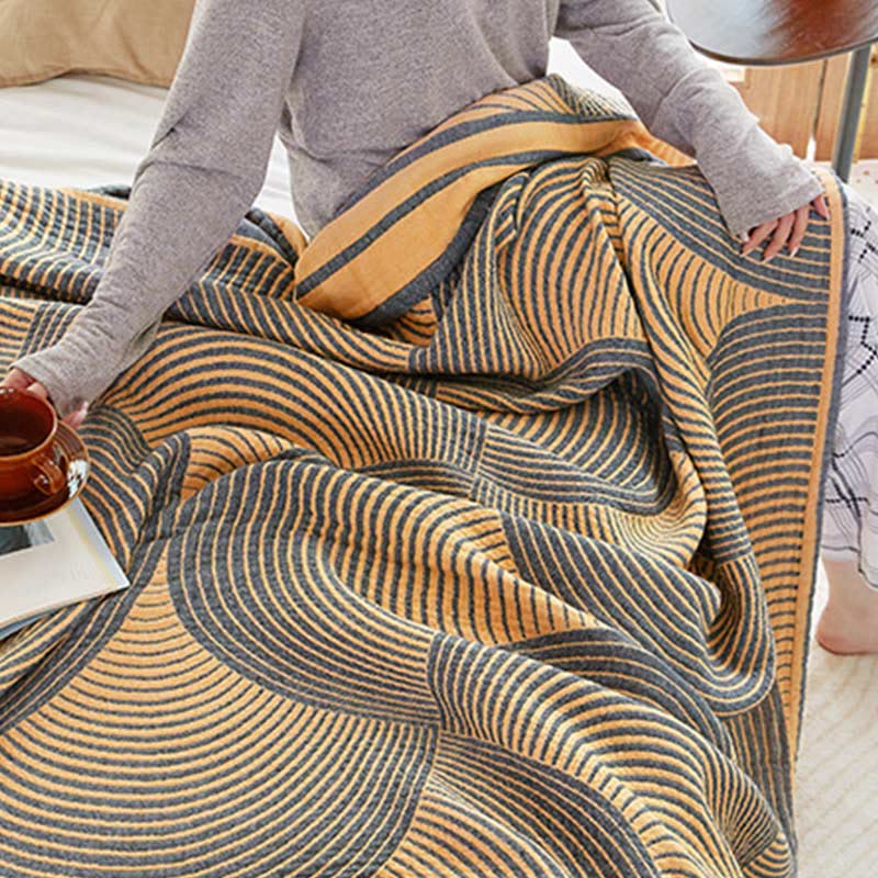 Annual Ring Four Layer Cotton Muslin Quilt for Bedding