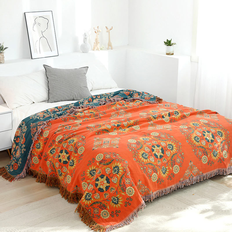 Reversible Floral Cotton Quilt for Bed and Sofa Use