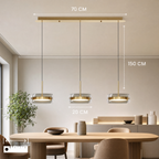 Dimmable glass drum pendant light set to cool white