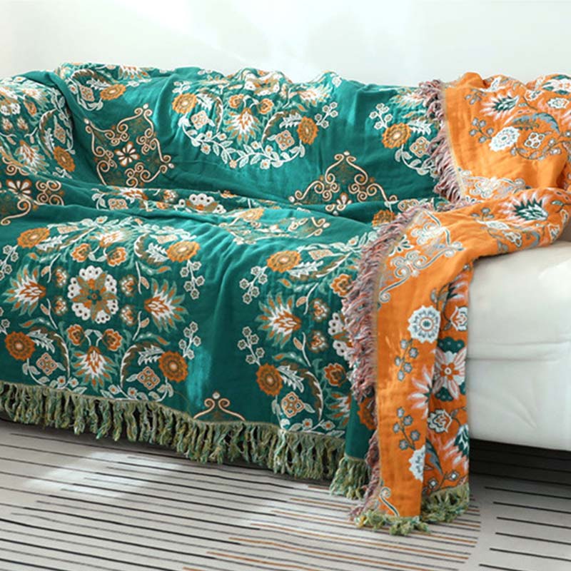 Reversible Floral Cotton Quilt for Bed and Sofa Use