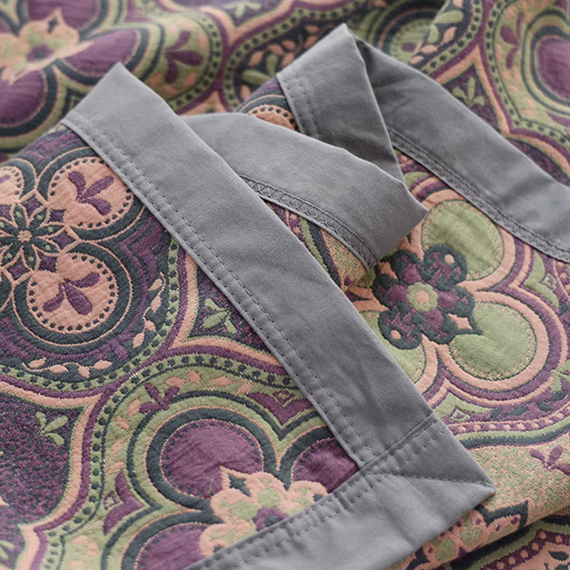 Petal Flower Cotton Quilt with Reversible Embroidered Design