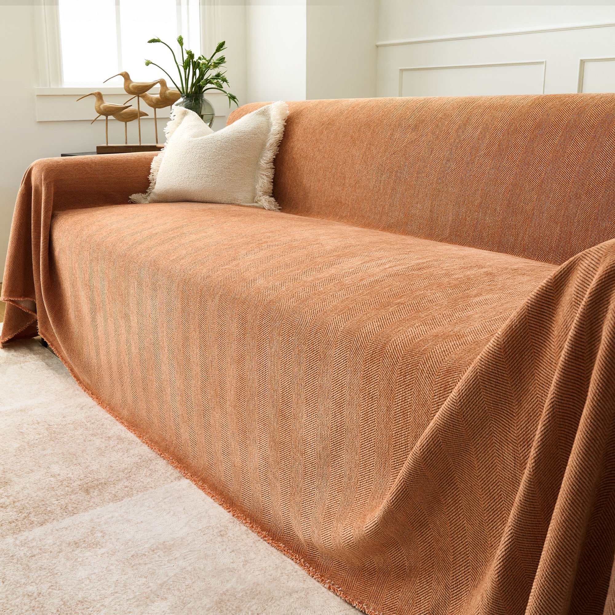 Durable Herringbone Sofa Cover for Modern Pet Friendly Homes