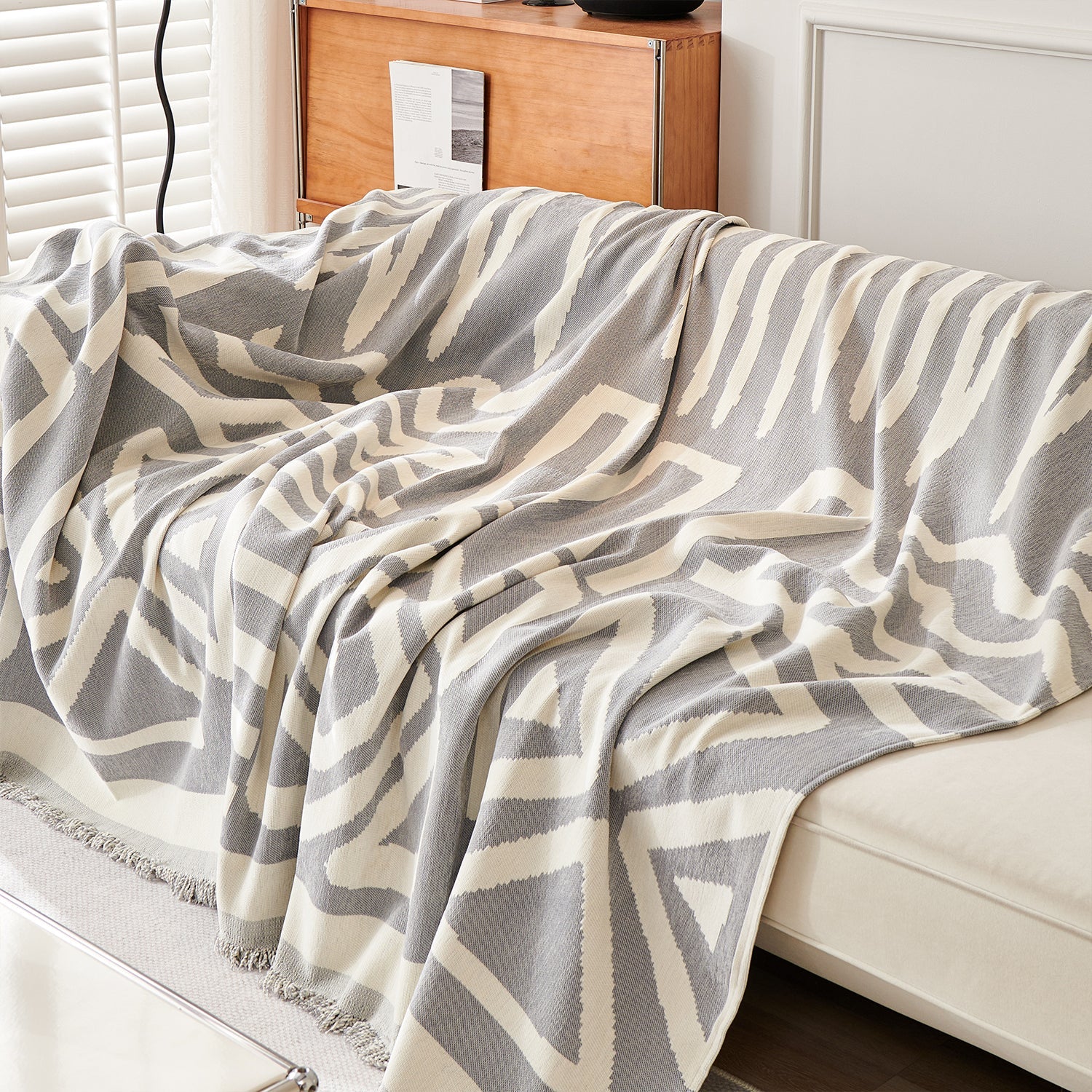 Geometric Boho Sofa Cover for Modern Pet Friendly Living