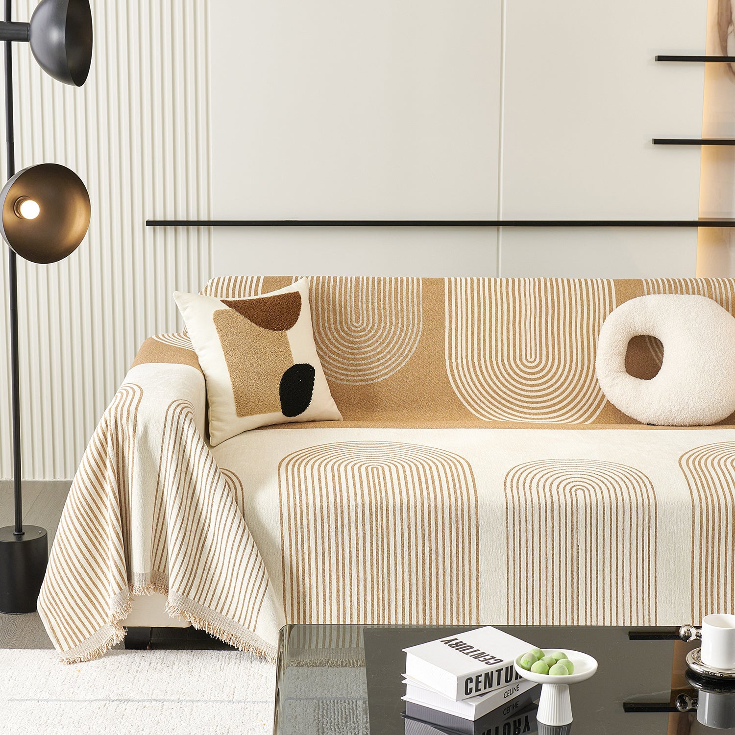 Arch Pattern Chenille Sofa Cover with Soft Textured Weave