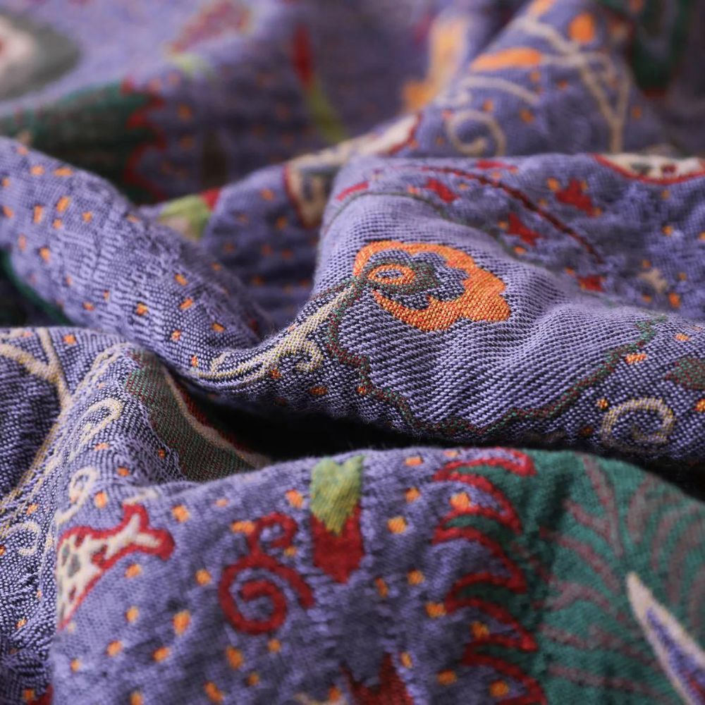 Cotton Peacock Tassel Throw Blanket for Sofa Bed or Decorative Use