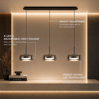 Glass drum pendant light key features: dimmable LED and adjustable color temperature