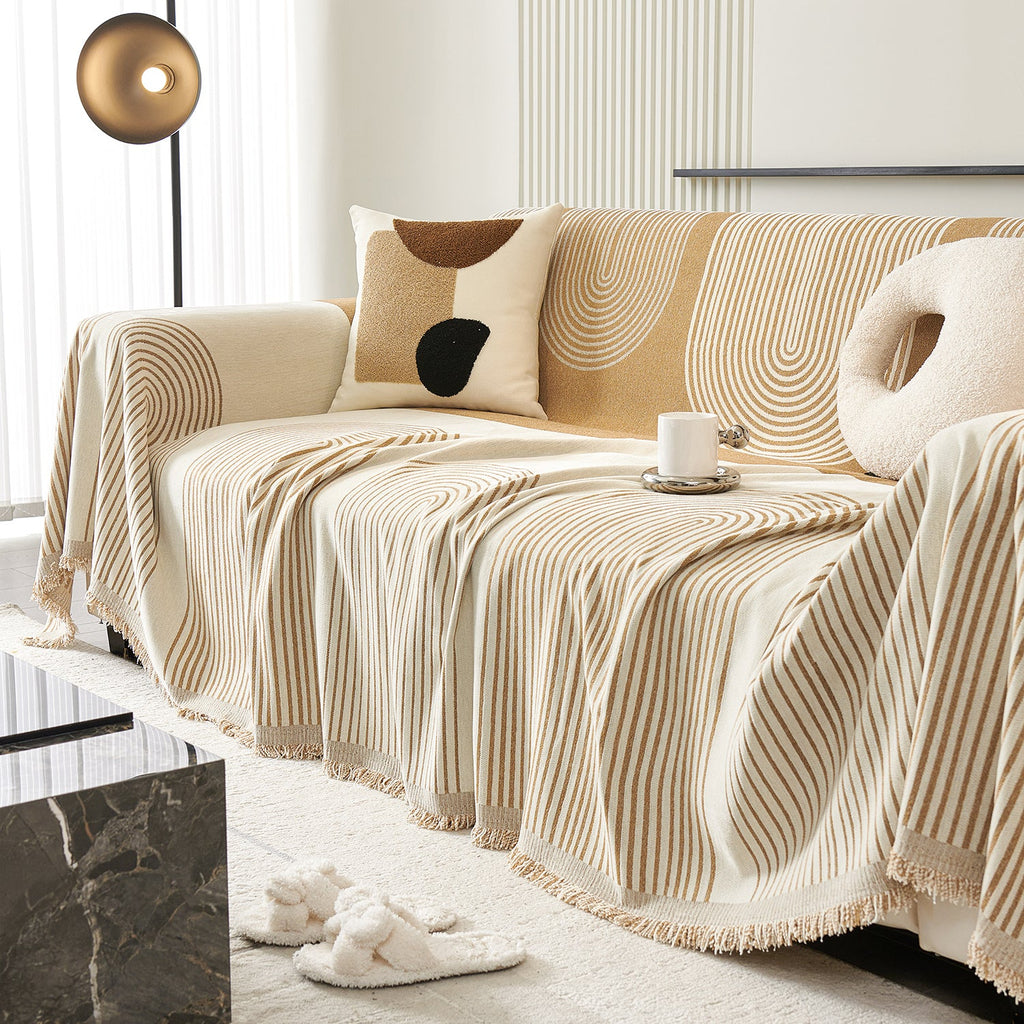 Arch Pattern Chenille Sofa Cover with Soft Textured Weave