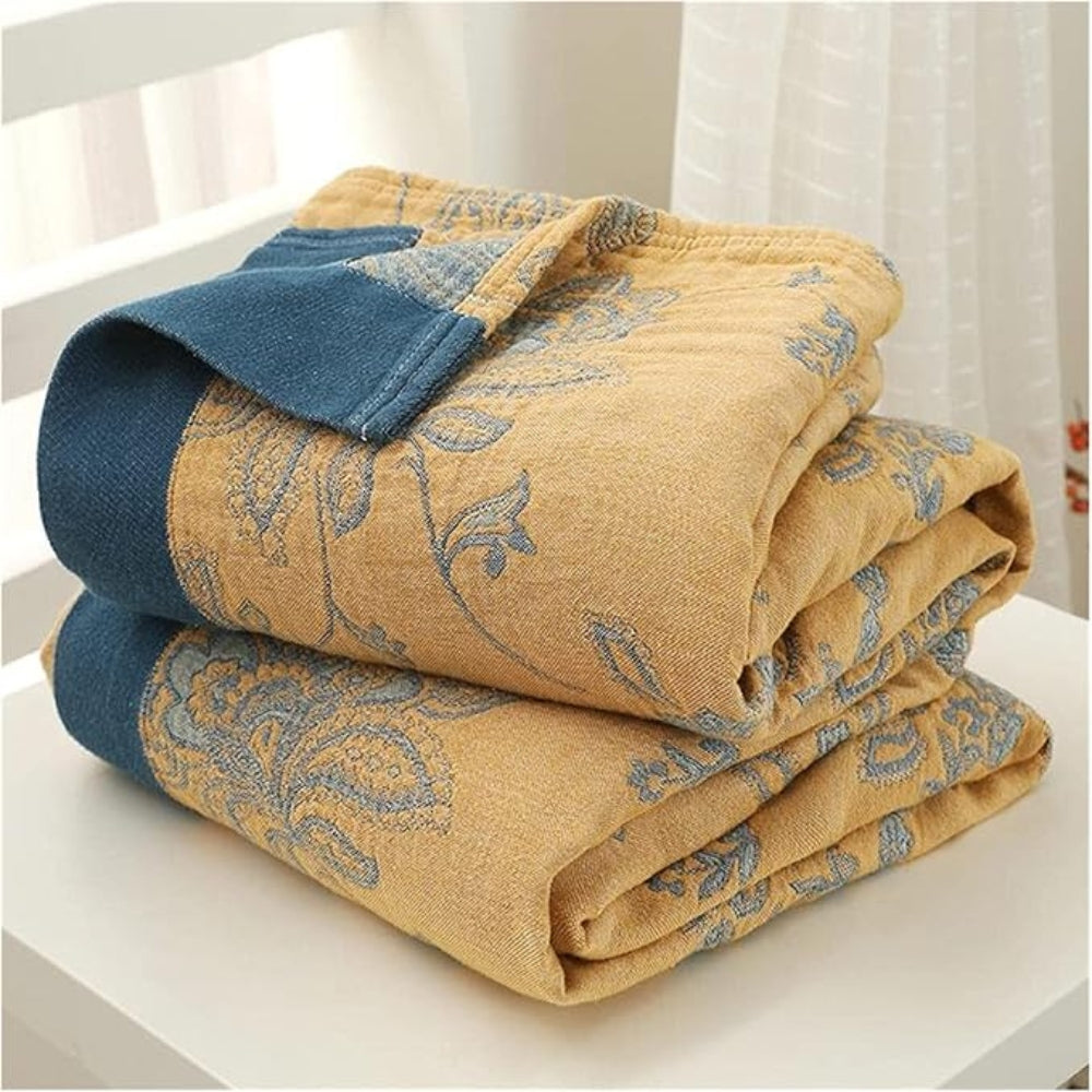 Cotton Floral Gauze Comfort Blanket for Bed or Sofa