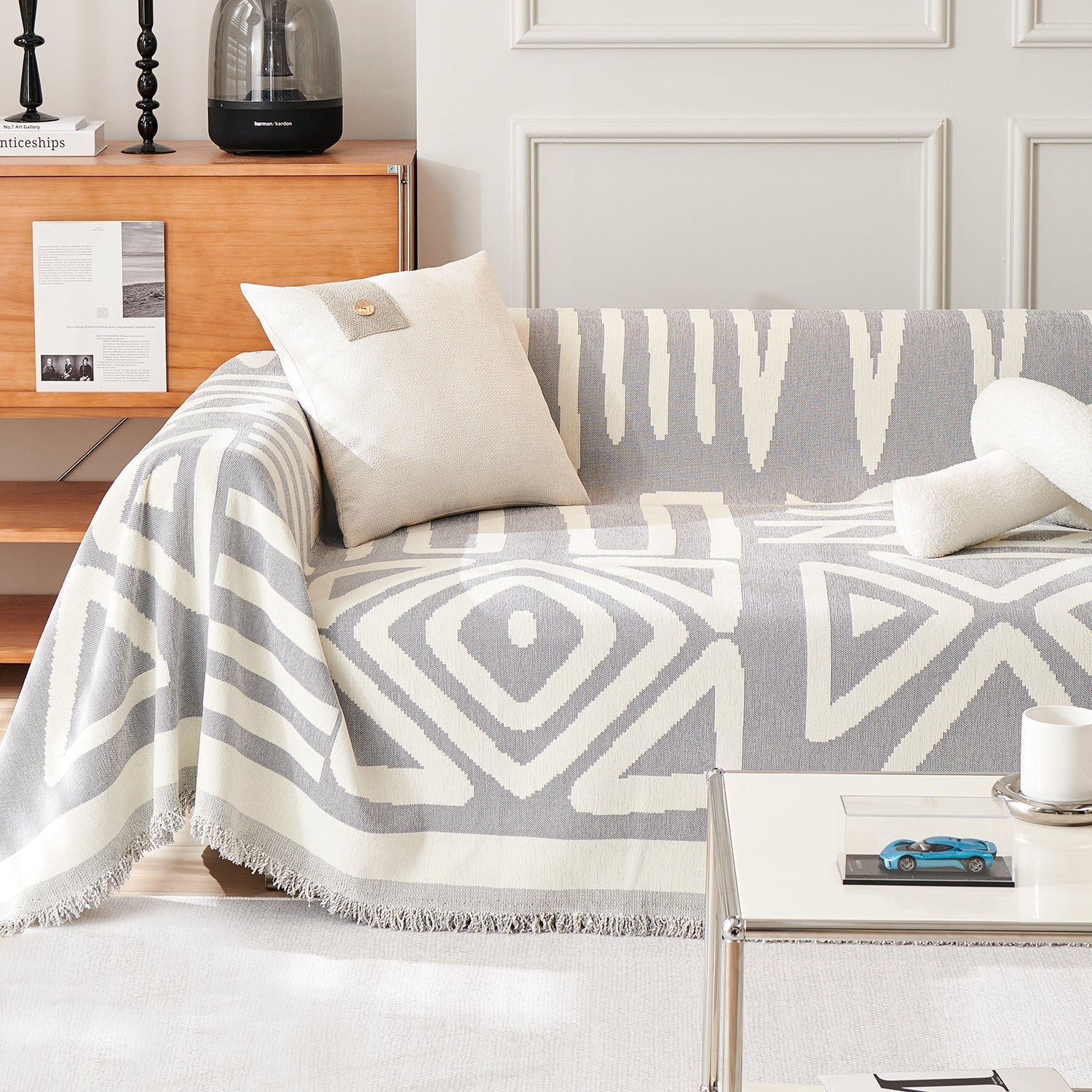 Geometric Boho Sofa Cover for Modern Pet Friendly Living