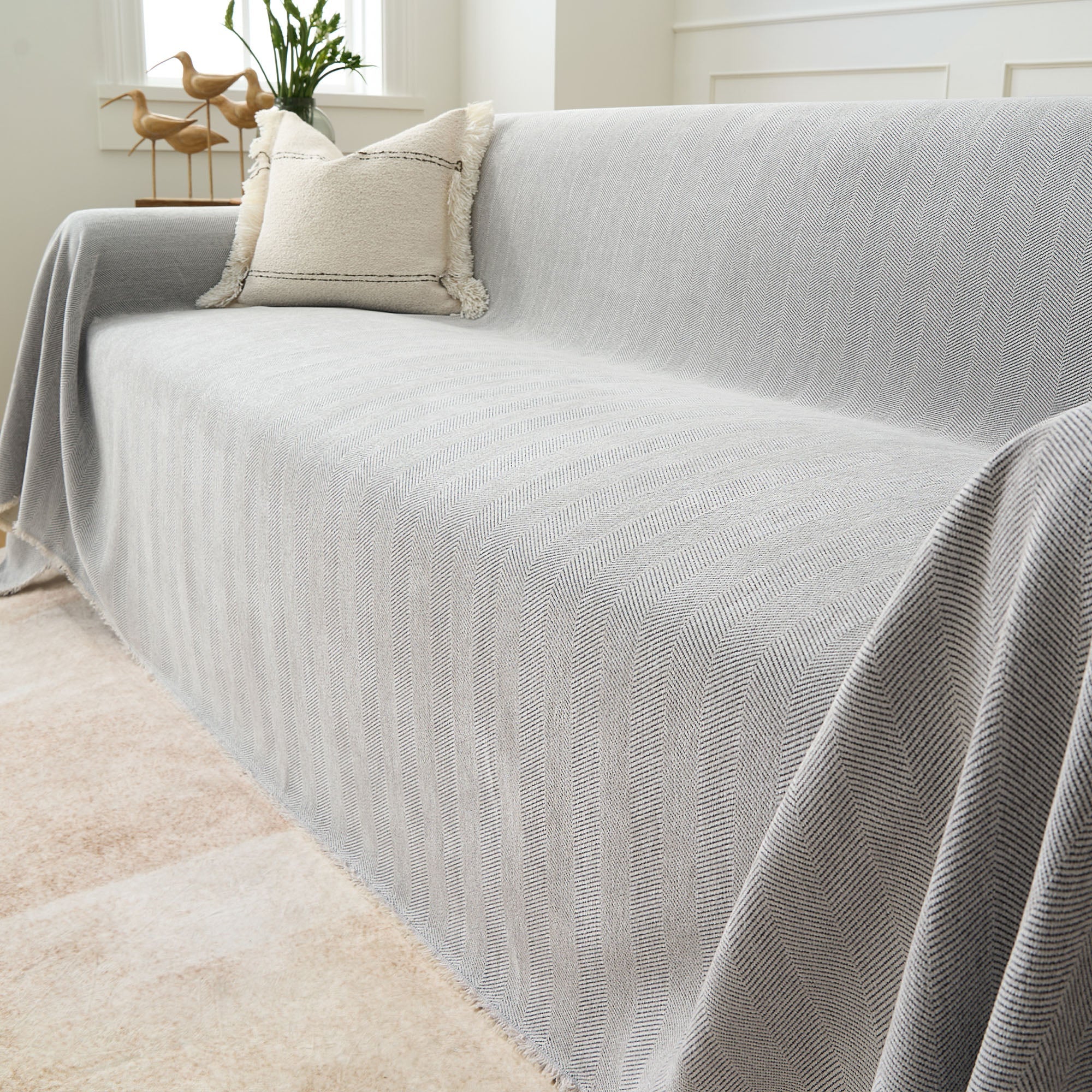 Durable Herringbone Sofa Cover for Modern Pet Friendly Homes