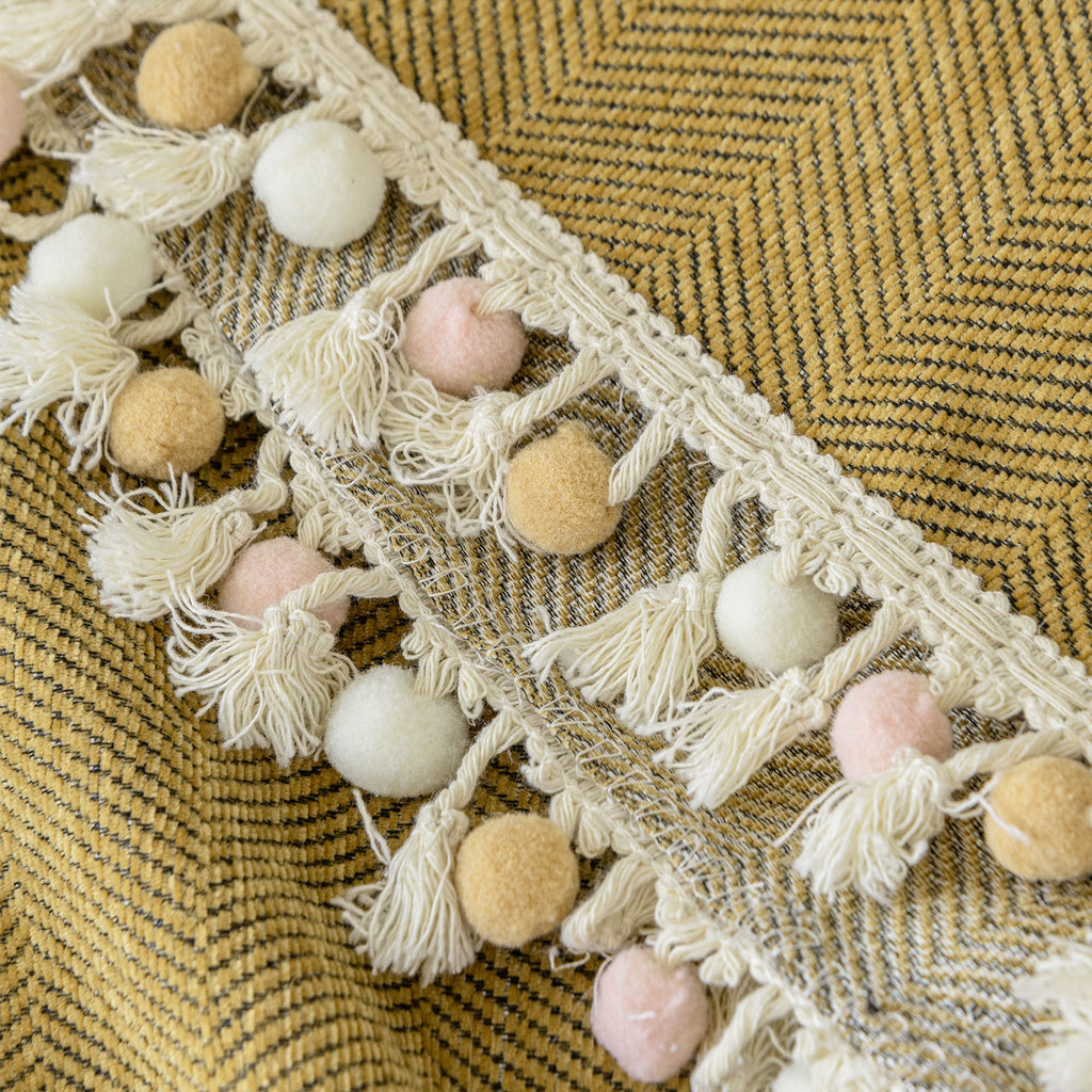 Herringbone Tassel Chenille Sofa Cover for Pet Friendly Homes