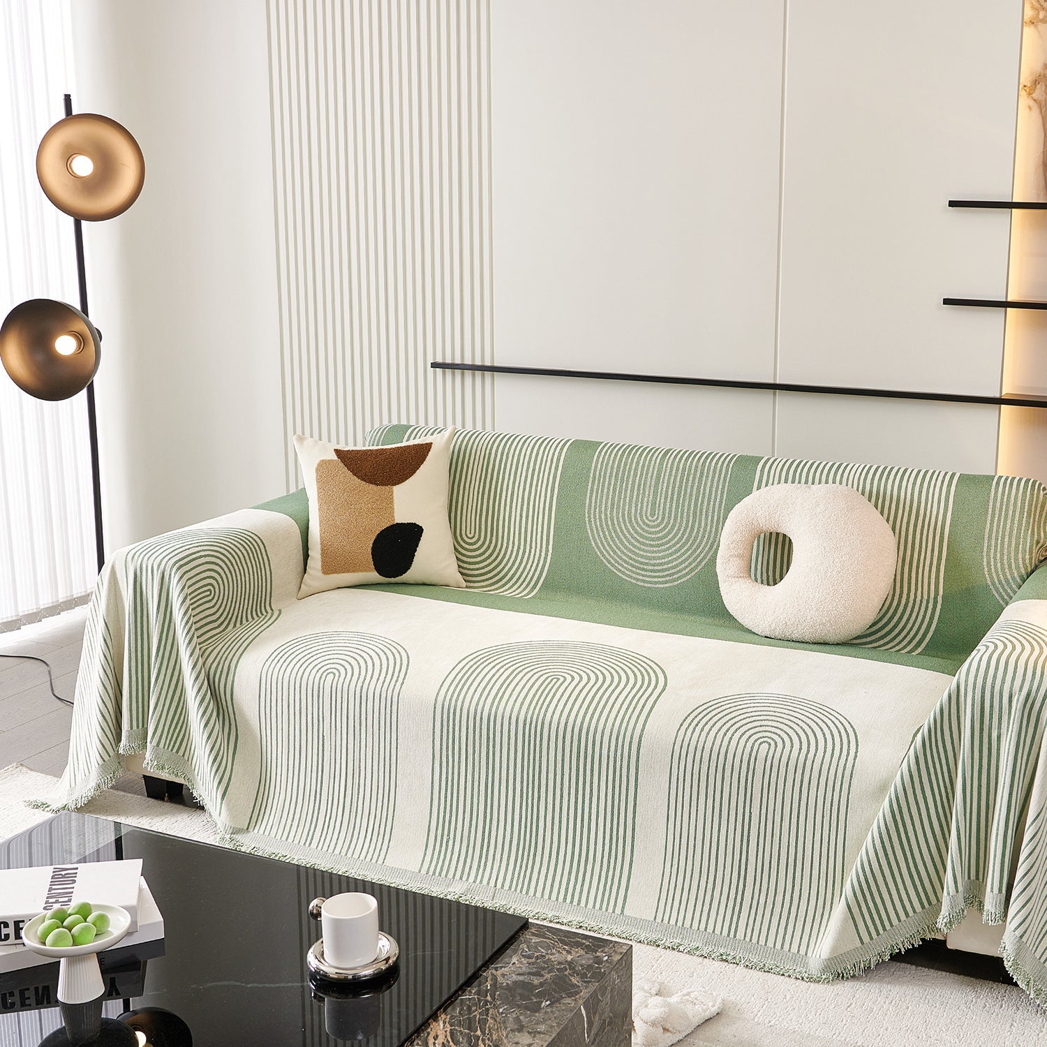 Arch Pattern Chenille Sofa Cover with Soft Textured Weave