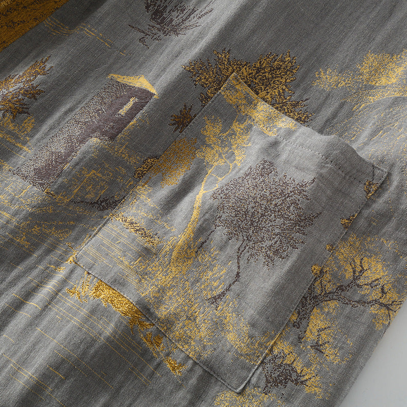 Breathable Cotton Gauze Kimono Bathrobe for Lounge Wear