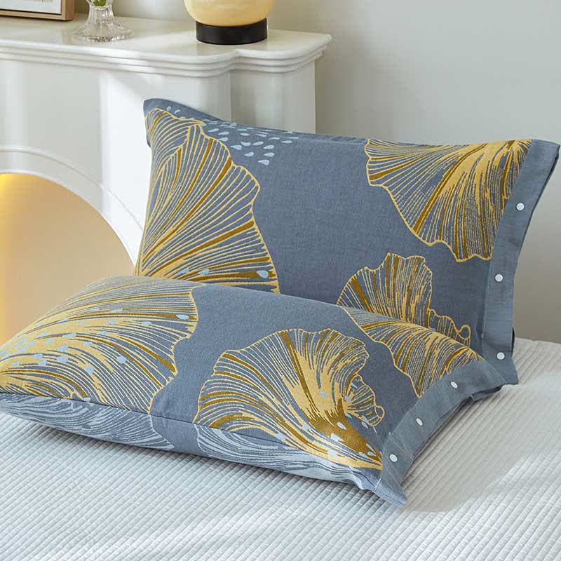Reversible Cotton Leaf Print Quilt for Bed and Sofa Layering