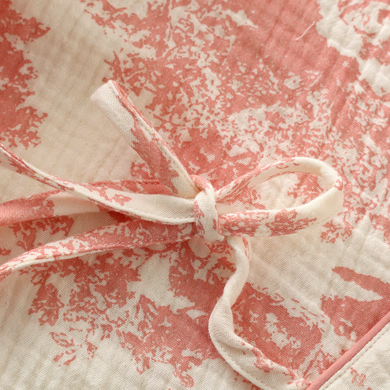 Cotton Gauze Kimono Pajama Set for Sleep and Lounge