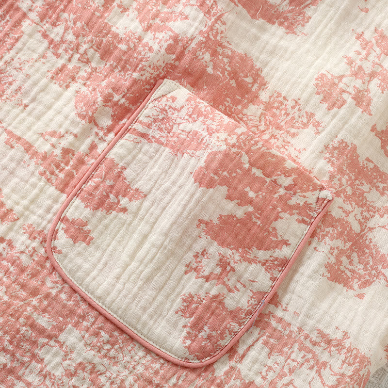 Cotton Gauze Kimono Pajama Set for Sleep and Lounge