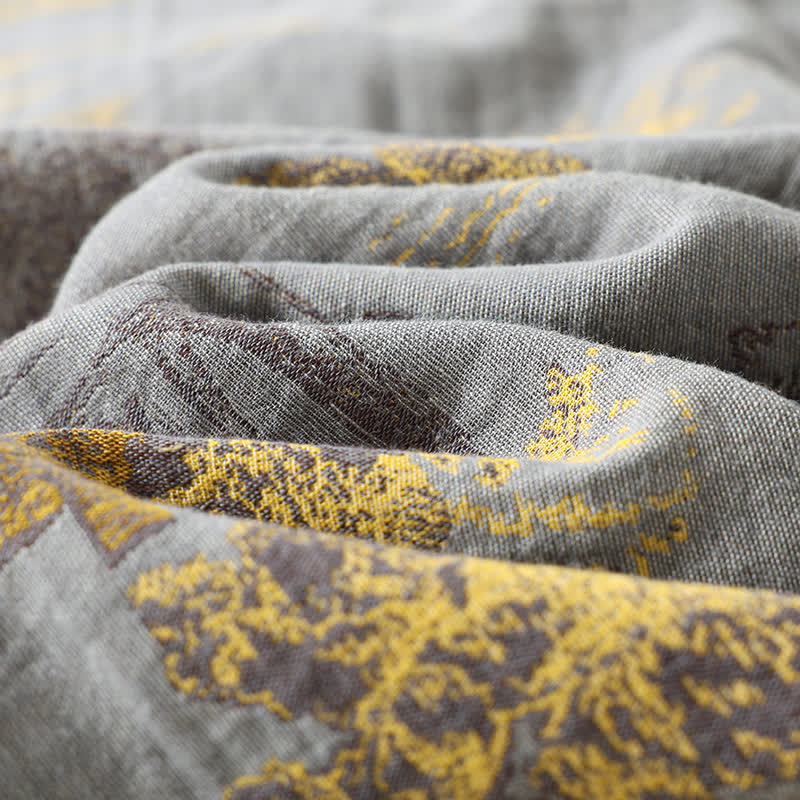 Cotton Kimono Style Pajama Set with Landscape Print