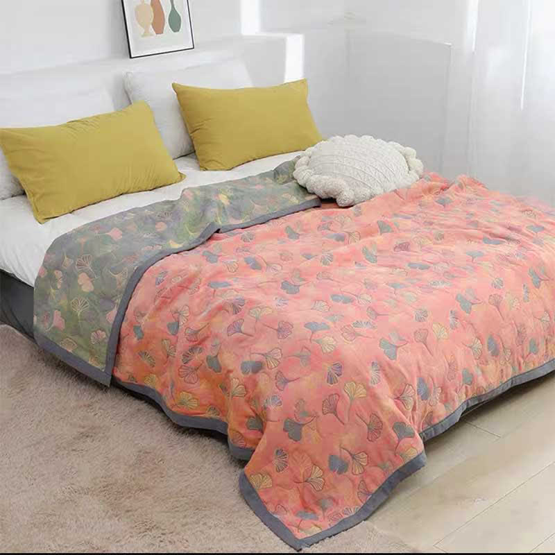 Six Layer Ginkgo Leaf Cotton Quilt for Layered Bedding