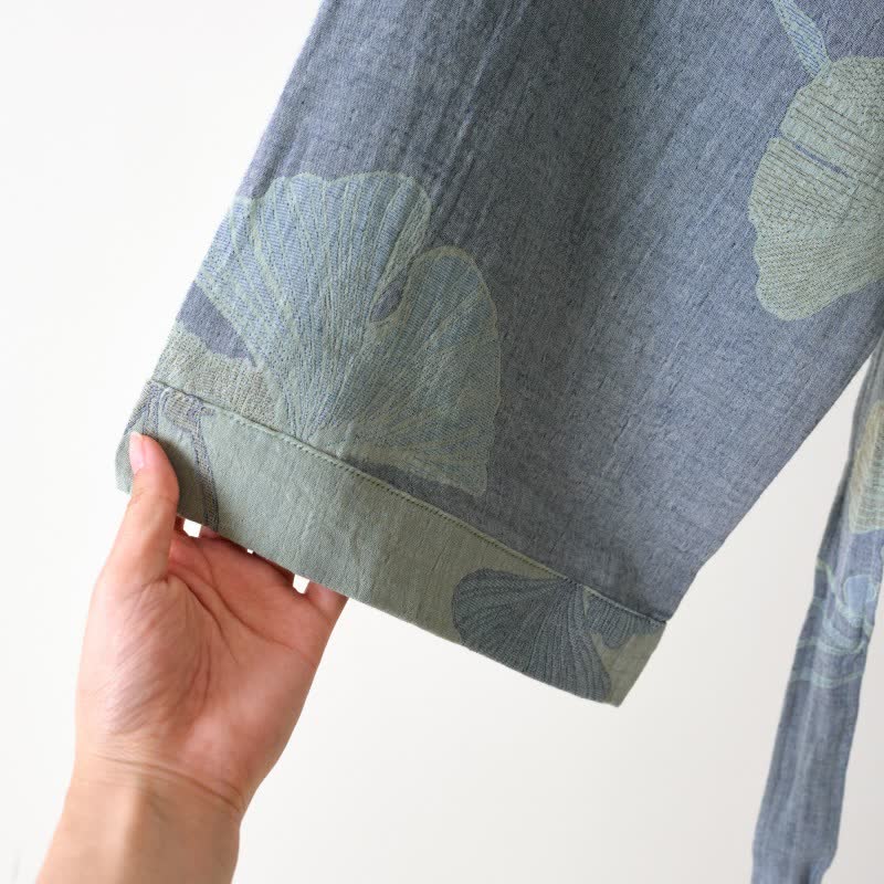 Reversible Organic Cotton Gauze Kimono Robe for Lounge