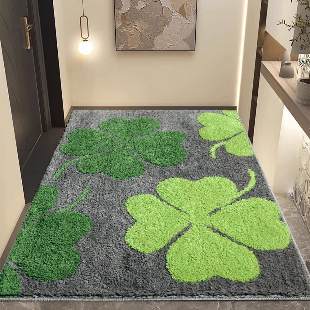 Four Leaf Clover Floor Rug St Patricks Day Bath Mat