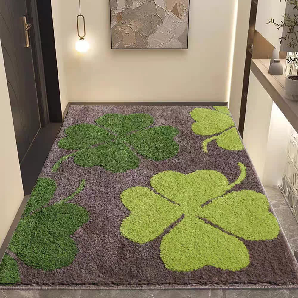 Four Leaf Clover Floor Rug St Patricks Day Bath Mat