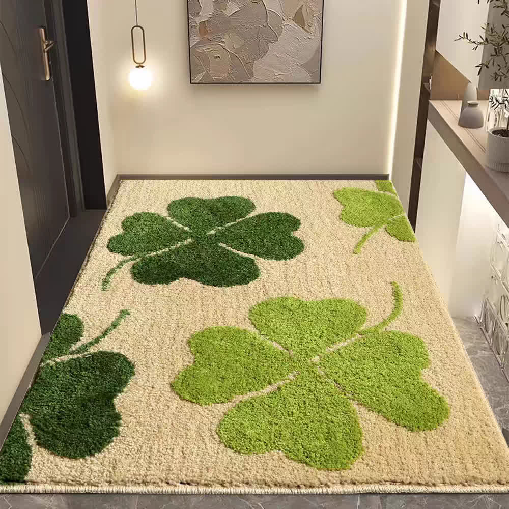 Four Leaf Clover Floor Rug St Patricks Day Bath Mat