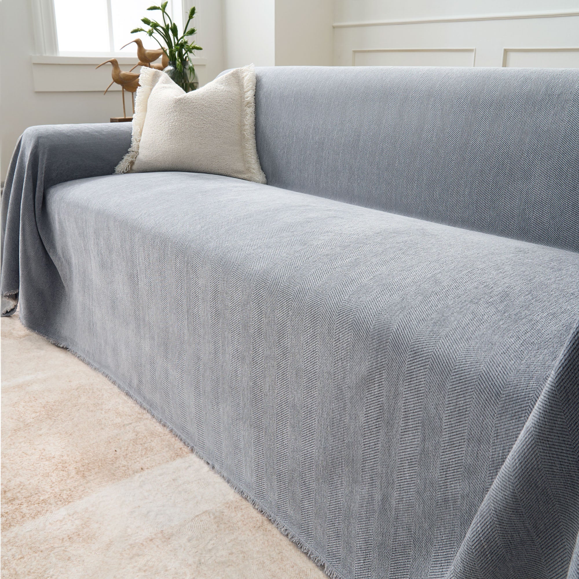 Durable Herringbone Sofa Cover for Modern Pet Friendly Homes