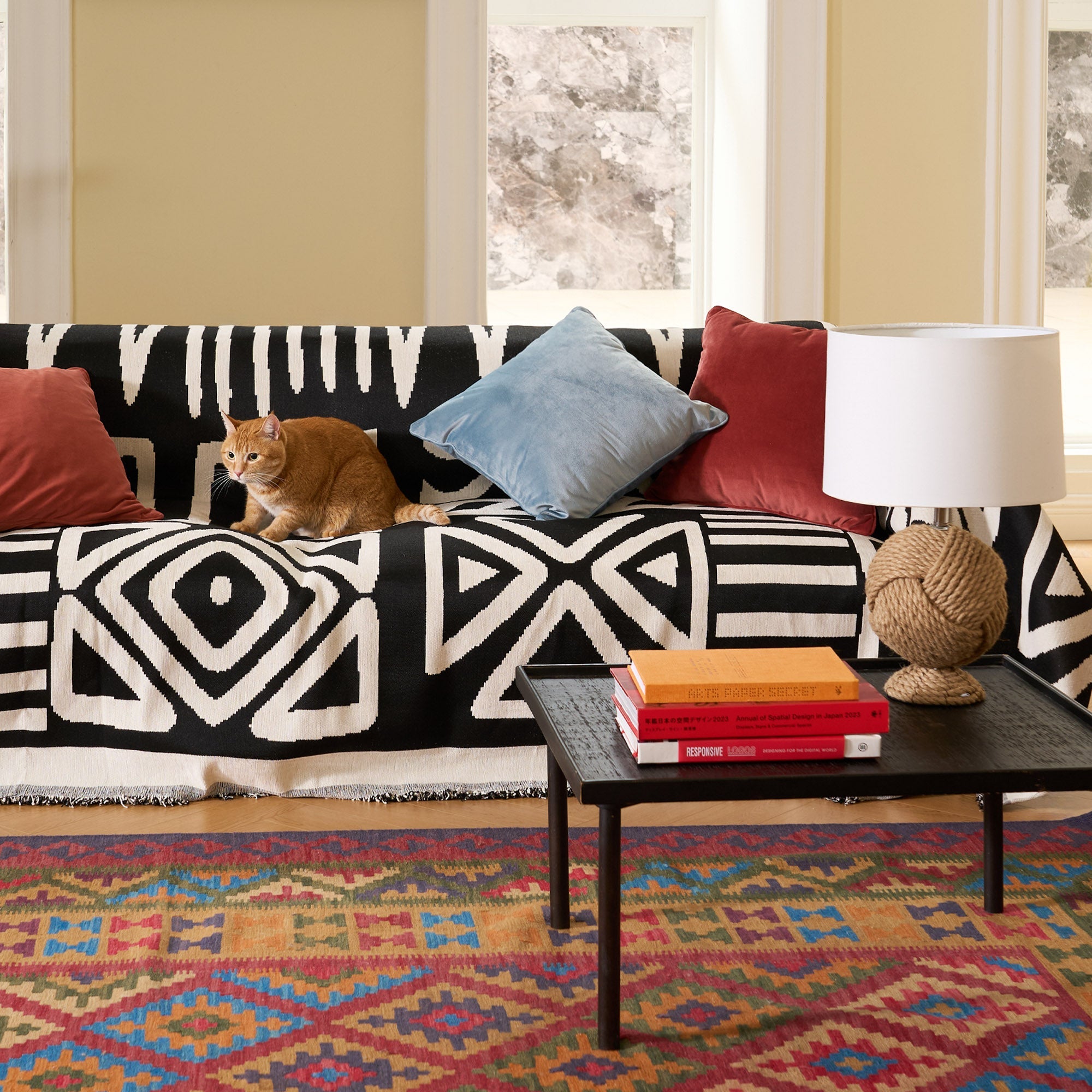 Geometric Boho Sofa Cover for Modern Pet Friendly Living