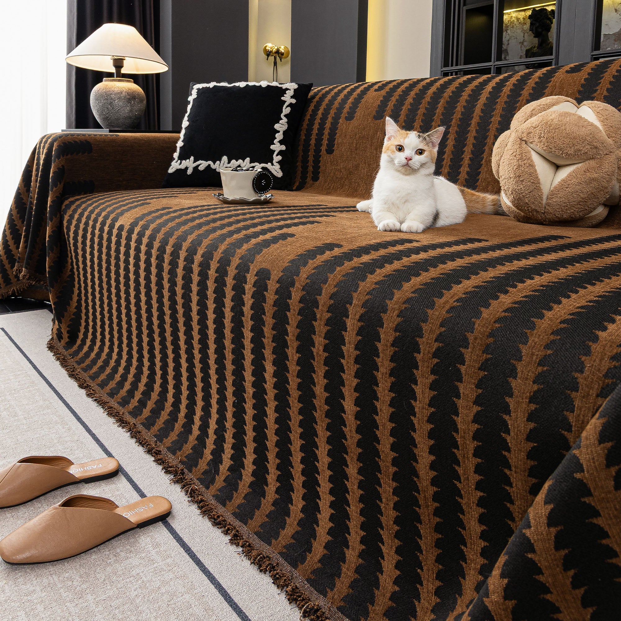 Scratch Resistant Tribal Knit Sofa Cover for Modern Cozy Living