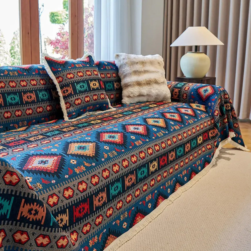 Boho Geometric Chenille Sofa Cover for Cozy Living Spaces