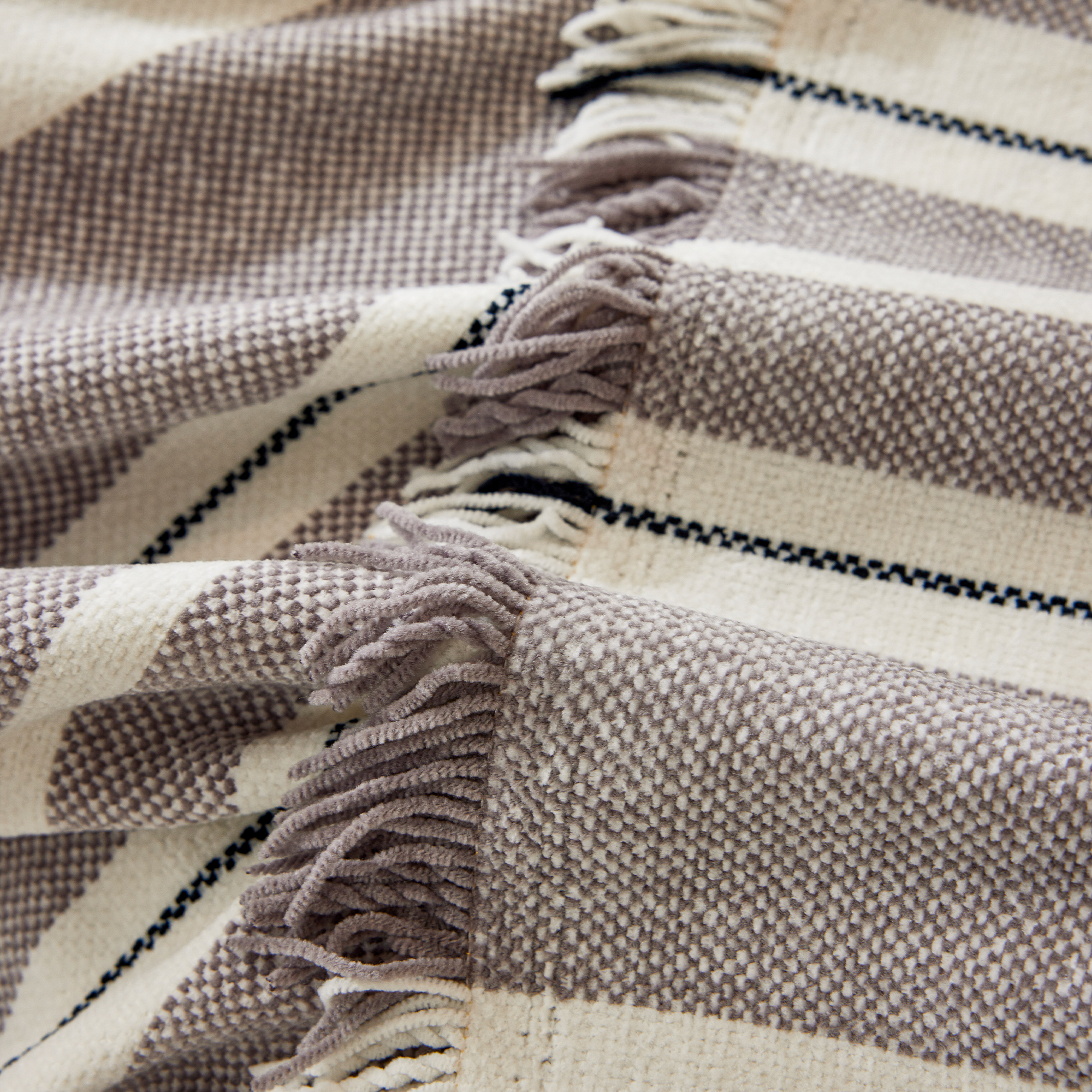 Classic Striped Chenille Sofa Cover in Soft Woven Fabric