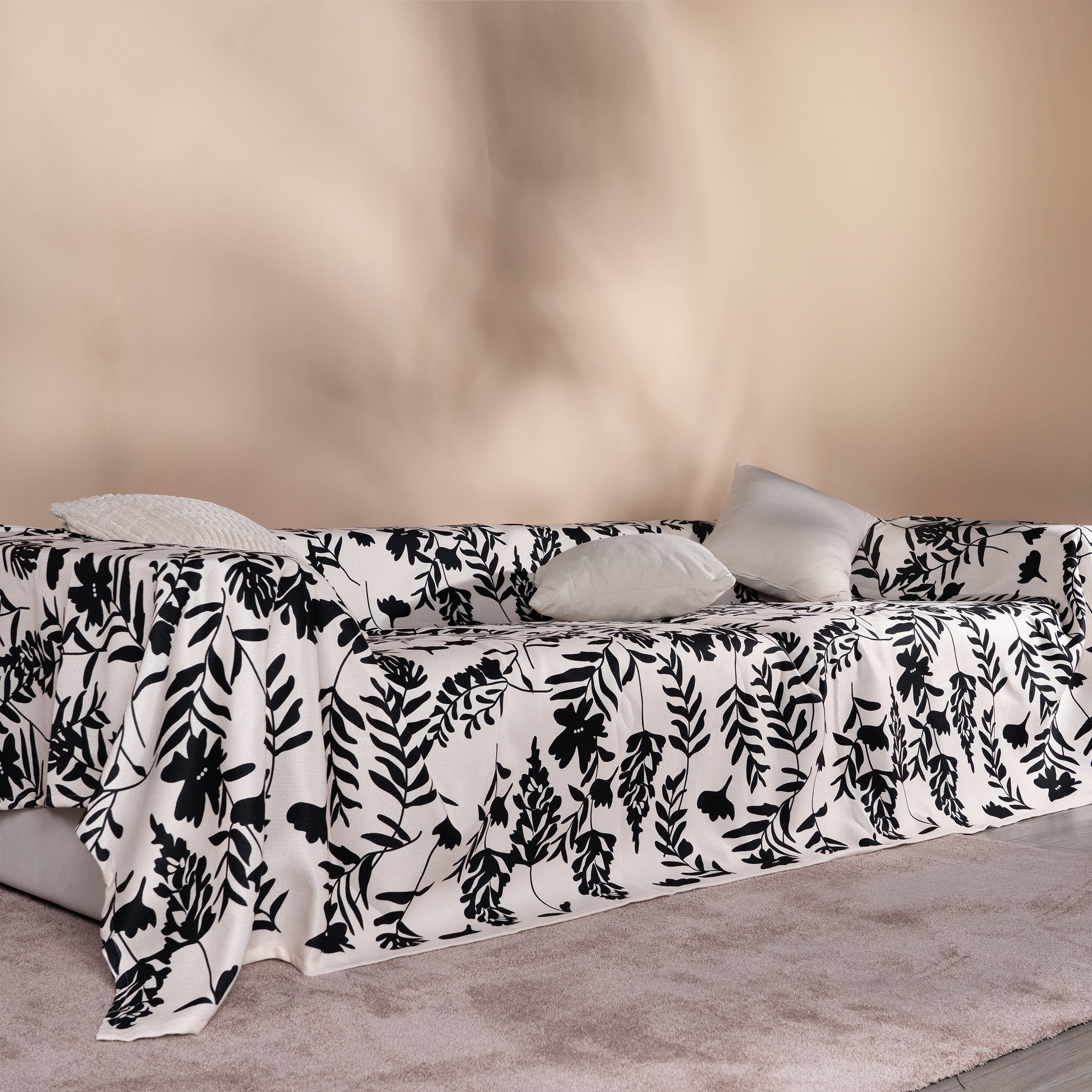 Botanical Jacquard Sofa Cover in Soft Woven Fabric