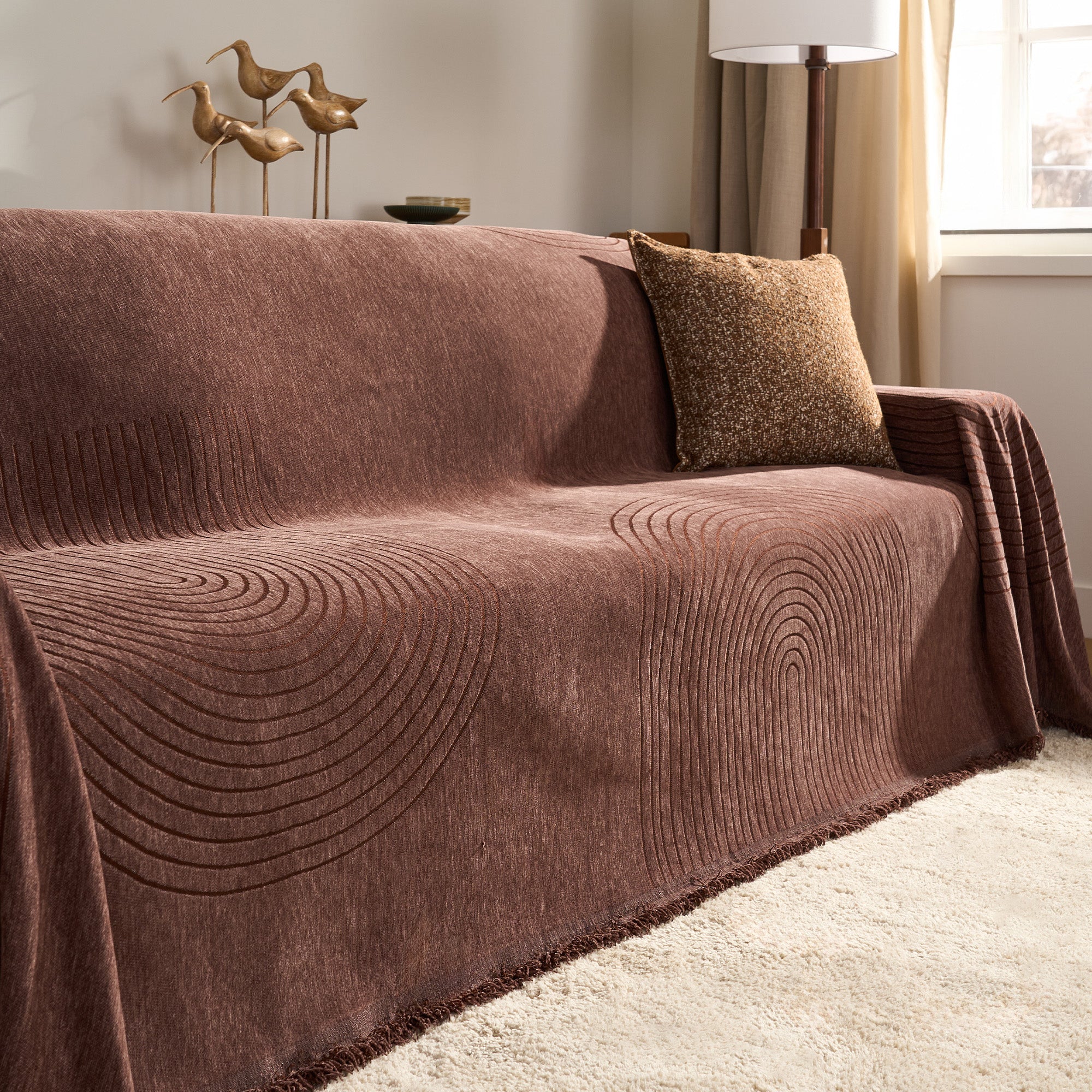 Reversible Chenille Sofa Cover for Soft Cozy Everyday Protection