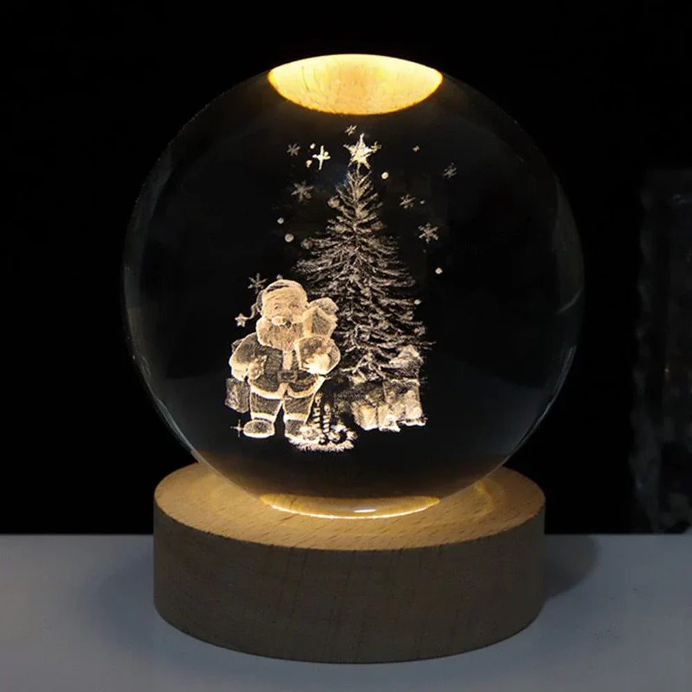 Crystal Ball LED Night Light, 3D Engraved Galaxy Design, USB Desk Lamp
