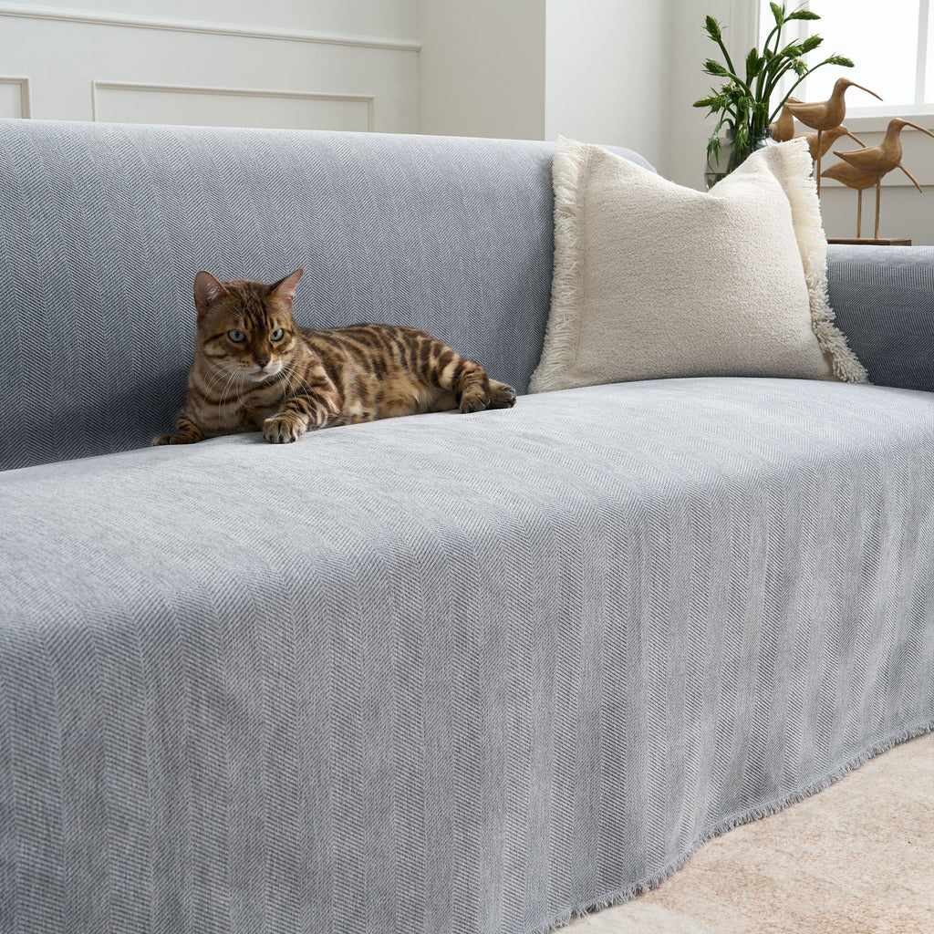 Durable Herringbone Sofa Cover for Modern Pet Friendly Homes