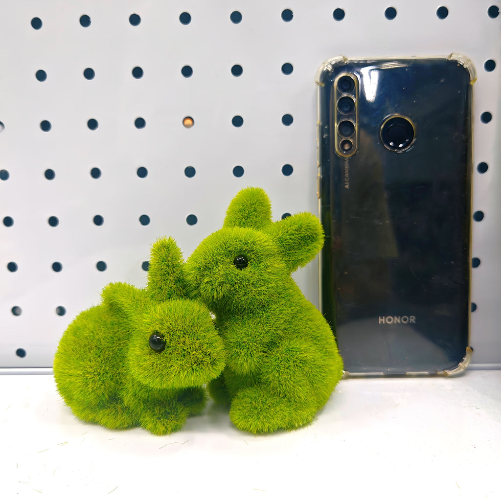 Decorative Moss Bunny Figurine Garden Style Home Decoration