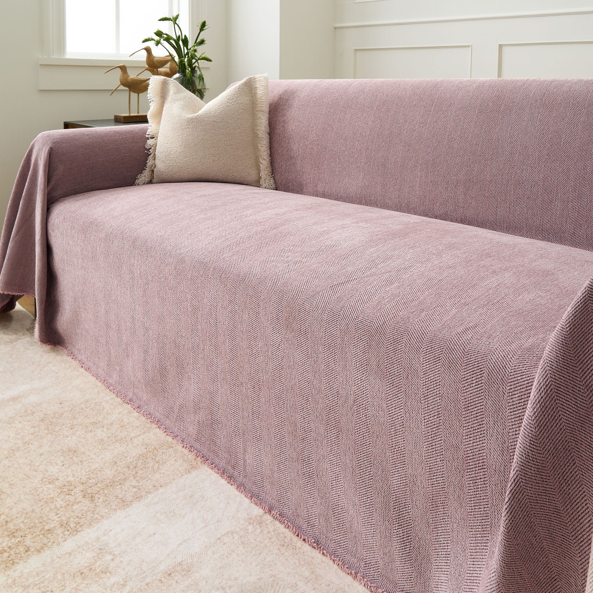Durable Herringbone Sofa Cover for Modern Pet Friendly Homes