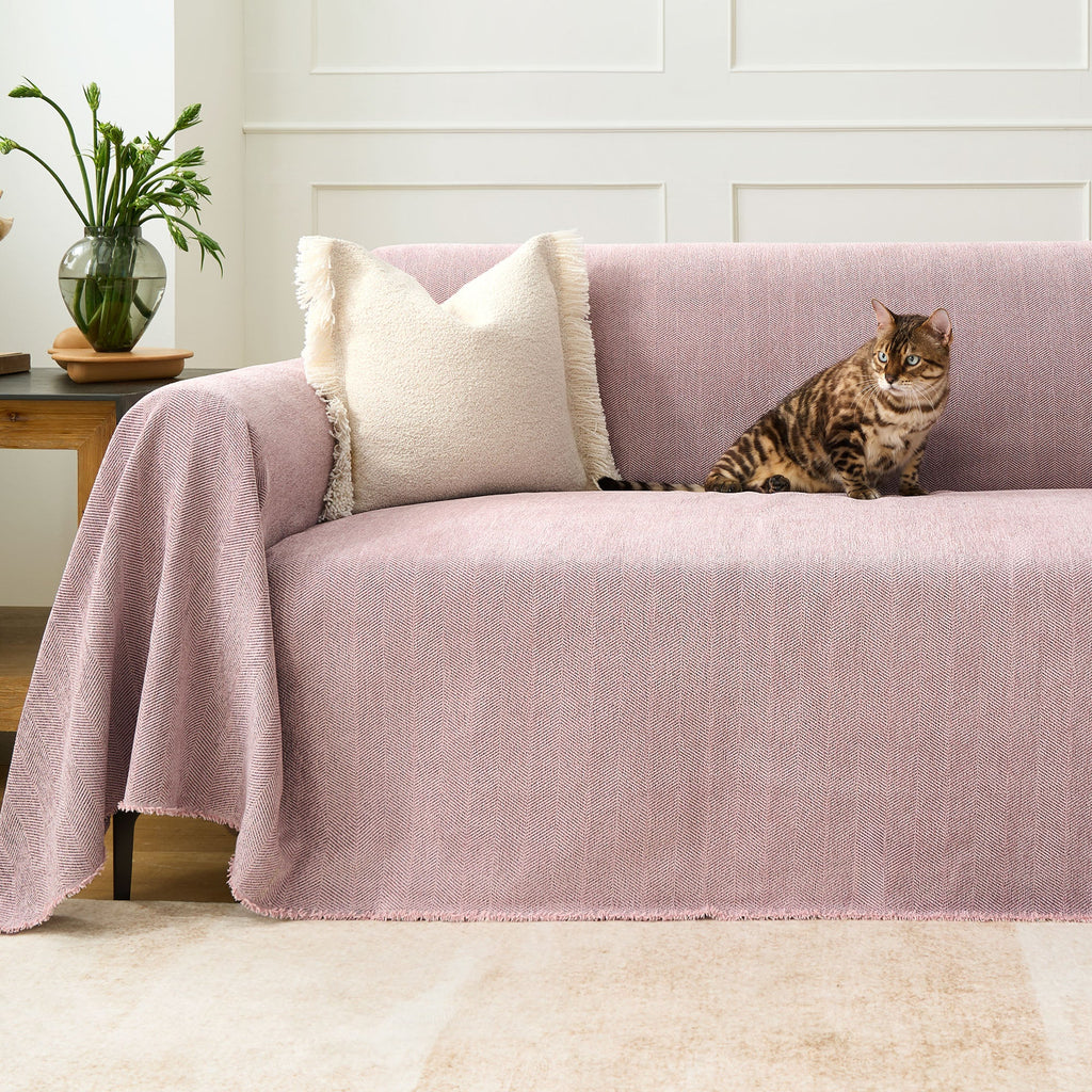Durable Herringbone Sofa Cover for Modern Pet Friendly Homes