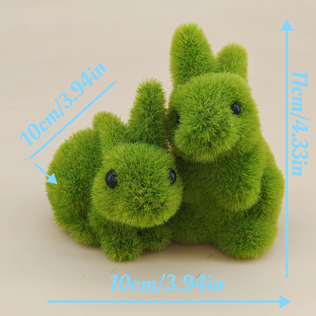 Decorative Moss Bunny Figurine Garden Style Home Decoration