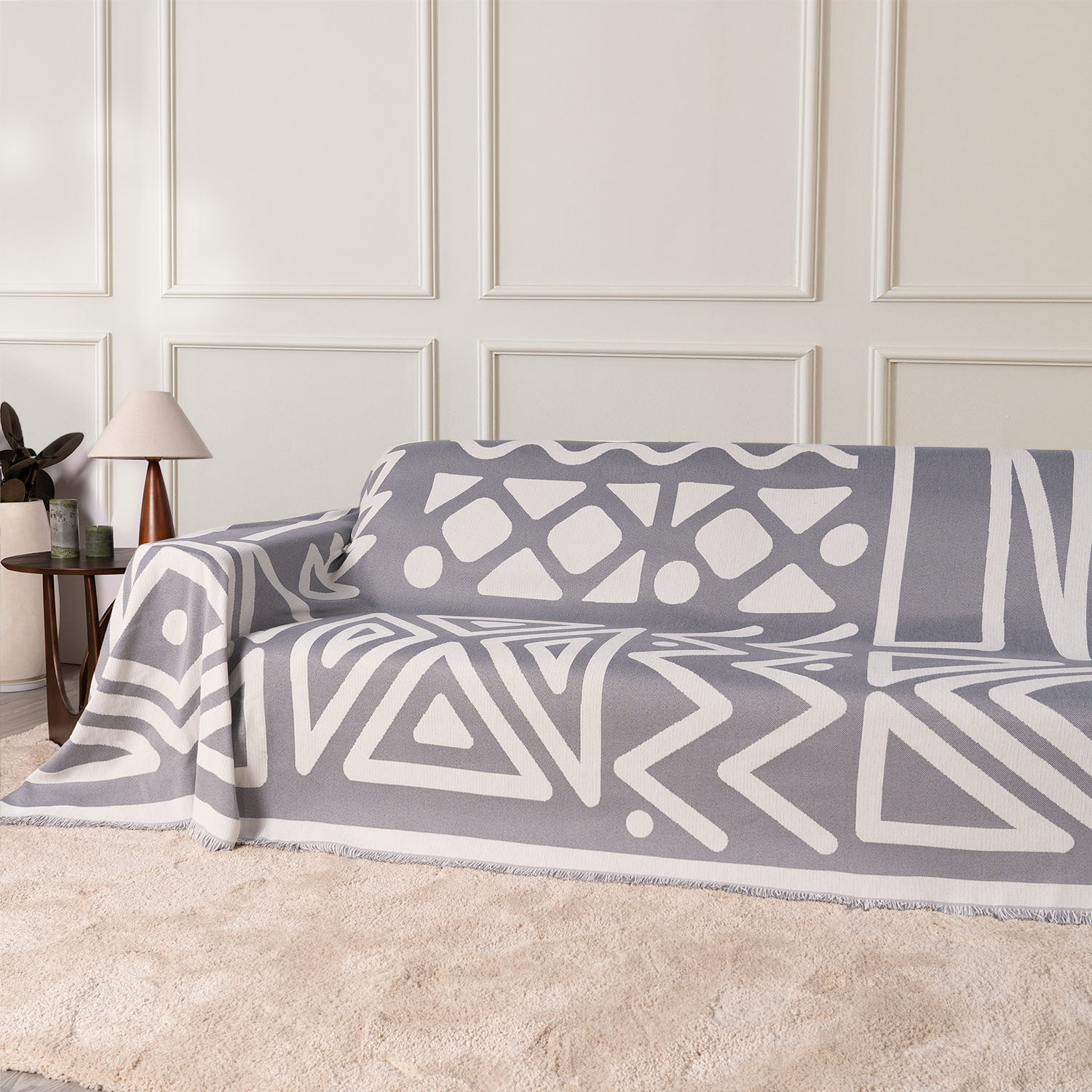 Geometric Boho Sofa Cover for Modern Pet Friendly Living