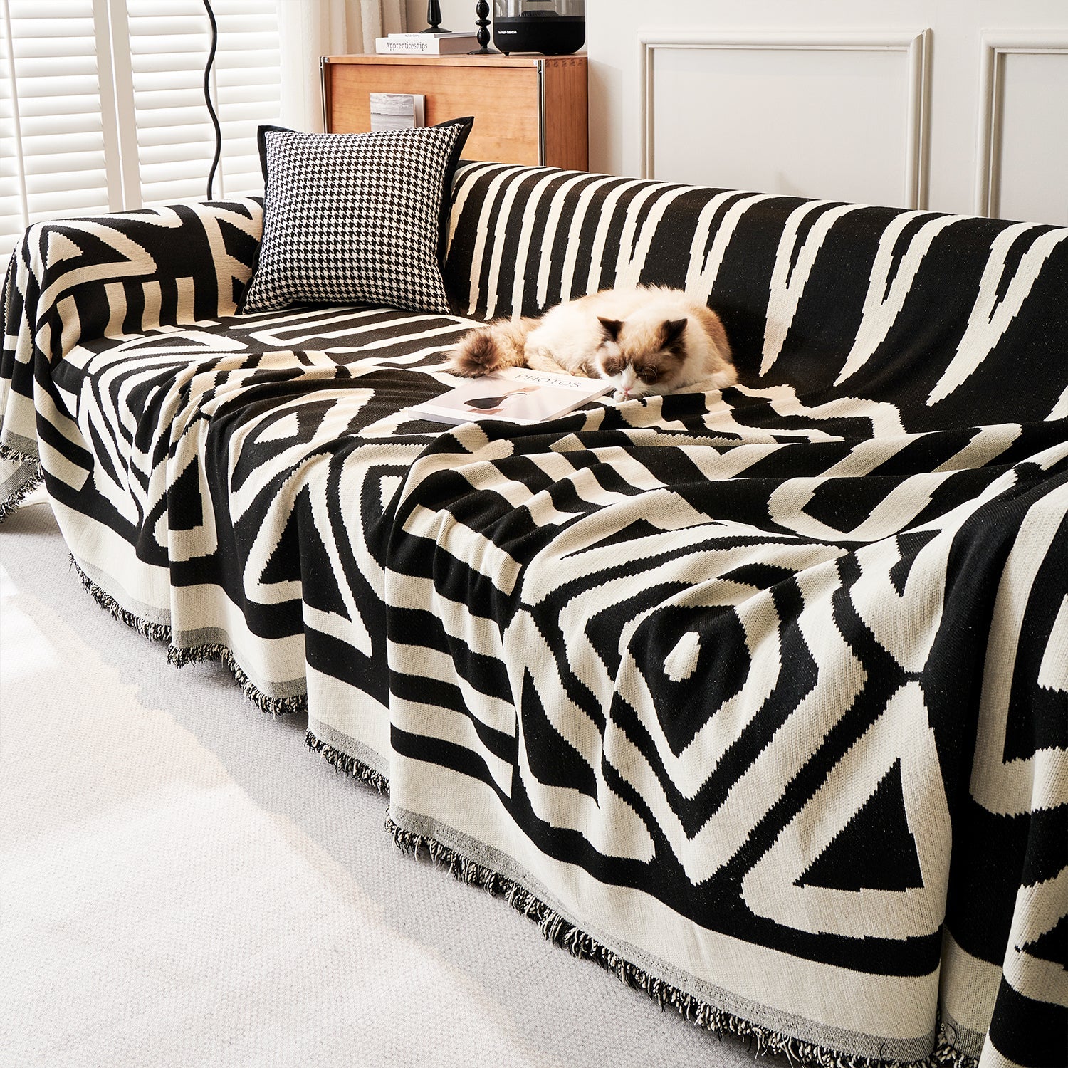 Geometric Boho Sofa Cover for Modern Pet Friendly Living