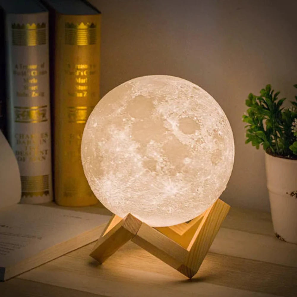 Moon Lamp 3D Printed LED Touch Control Night Light