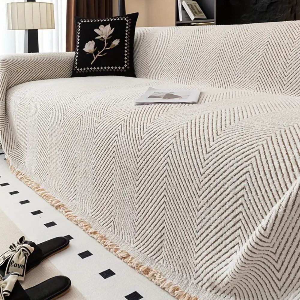 Stripe Herringbone Sofa Cover for Modern Everyday Protection