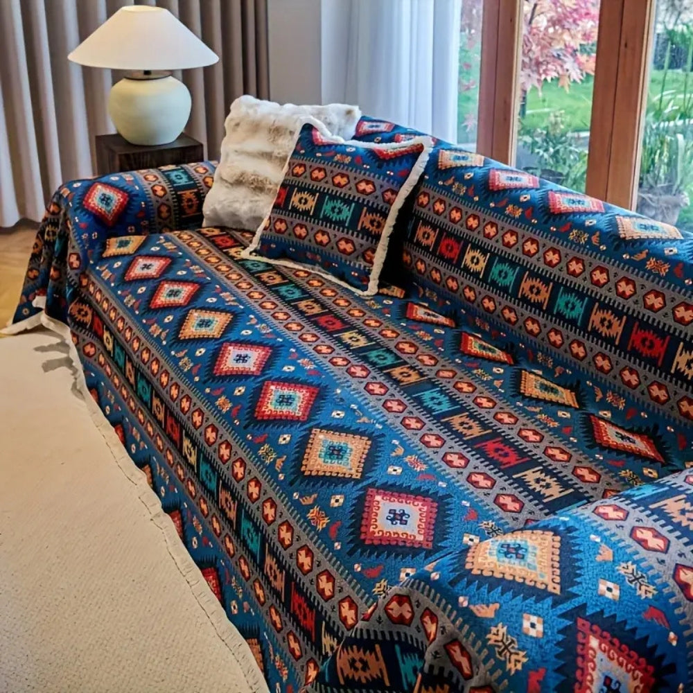 Boho Geometric Chenille Sofa Cover for Cozy Living Spaces