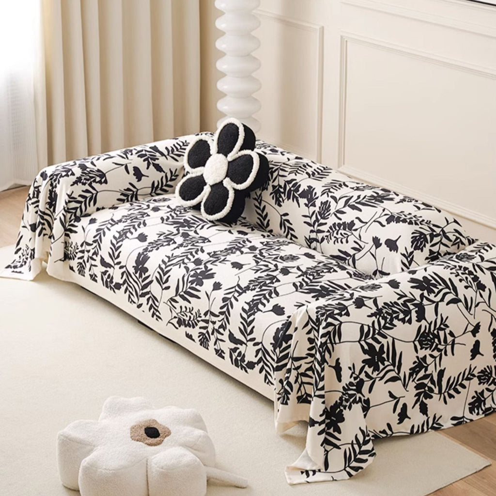 Botanical Jacquard Sofa Cover in Soft Woven Fabric