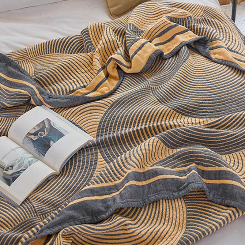 Annual Ring Four Layer Cotton Muslin Quilt for Bedding