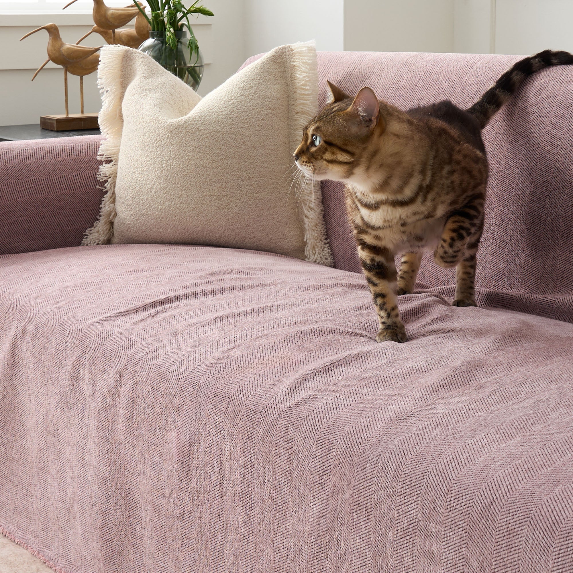 Durable Herringbone Sofa Cover for Modern Pet Friendly Homes